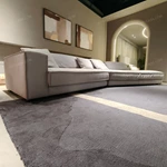 Asymmetrical Curved Corner Lounge Sofa with Premium Matte Leather Upholstery